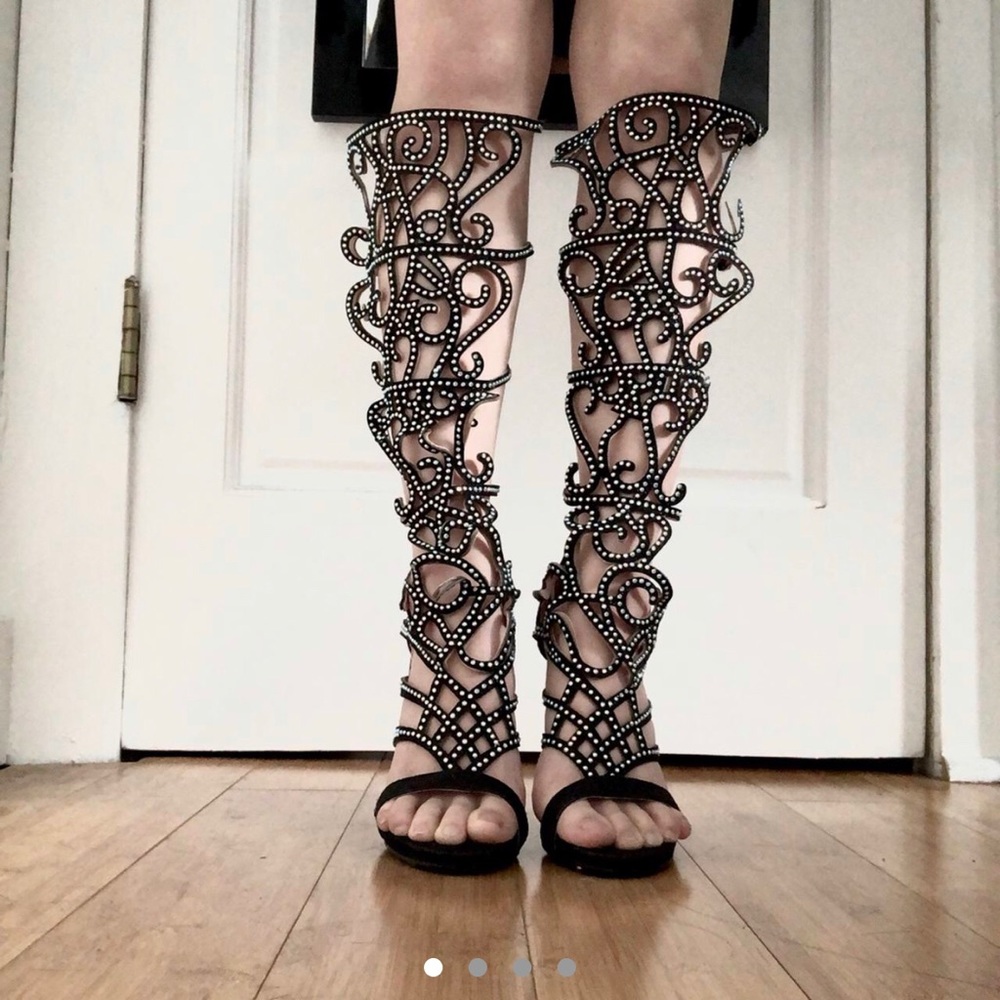 Rhinestone Studded Gladiator Heeled Sandal